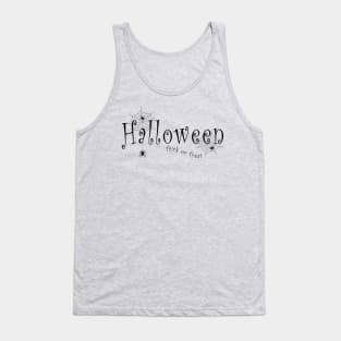 Spider webs and spiders over Halloween and Trick or Treat Tank Top